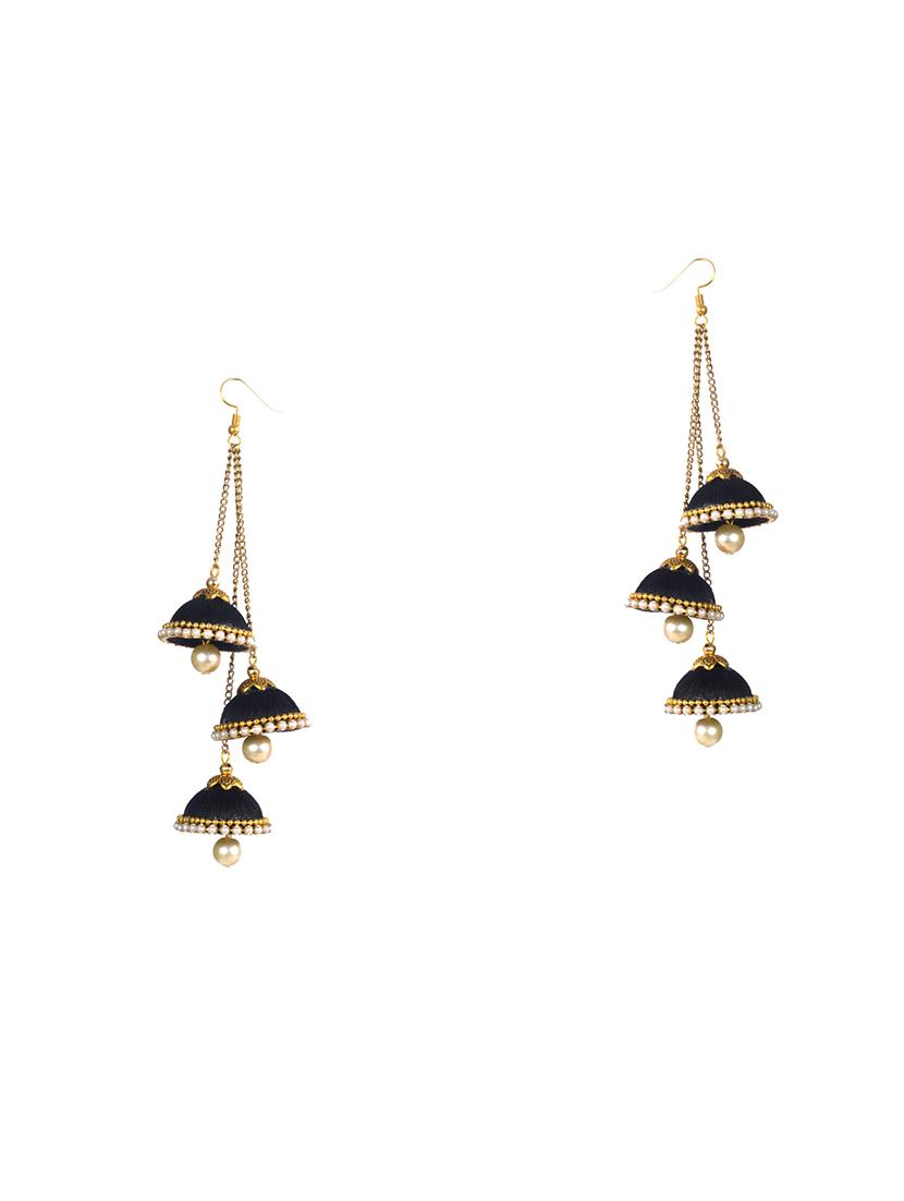 black cotton jhumka earring - 17595220 - Zoom Image - 0