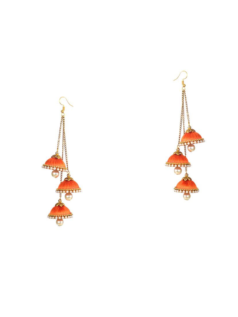 orange cotton drop earring - 17595221 -  Zoom Image - 0