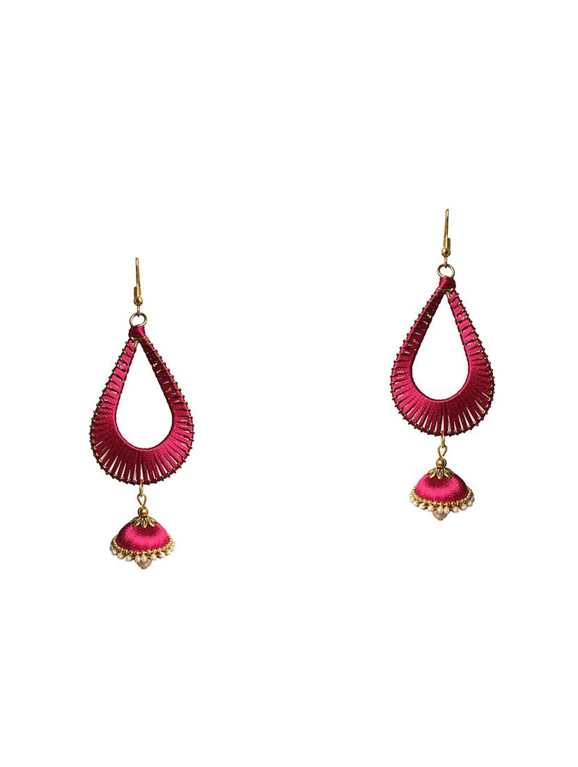 pink cotton chandballi earring - 17595245 -  Zoom Image - 0