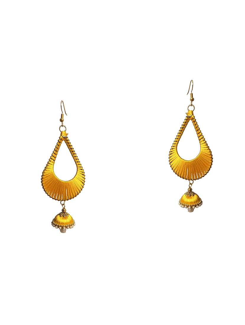 yellow cotton chandballi earring - 17595247 - Zoom Image - 0