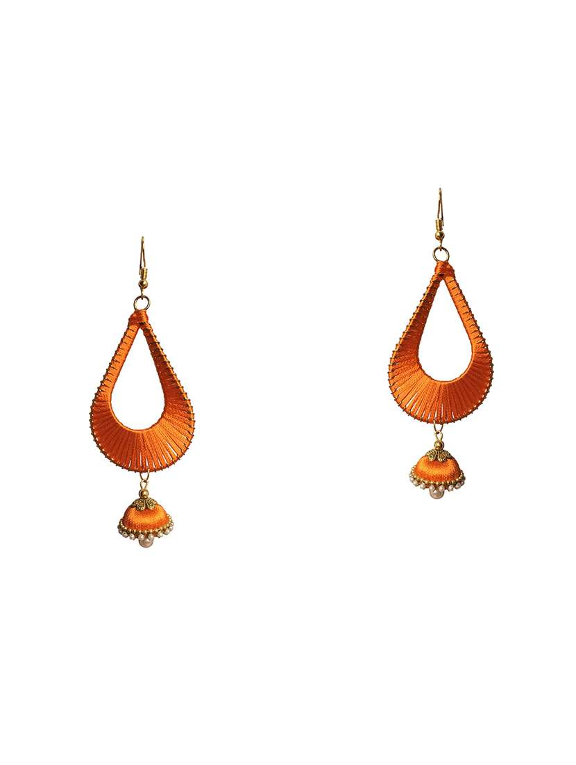 orange cotton chandballi earring