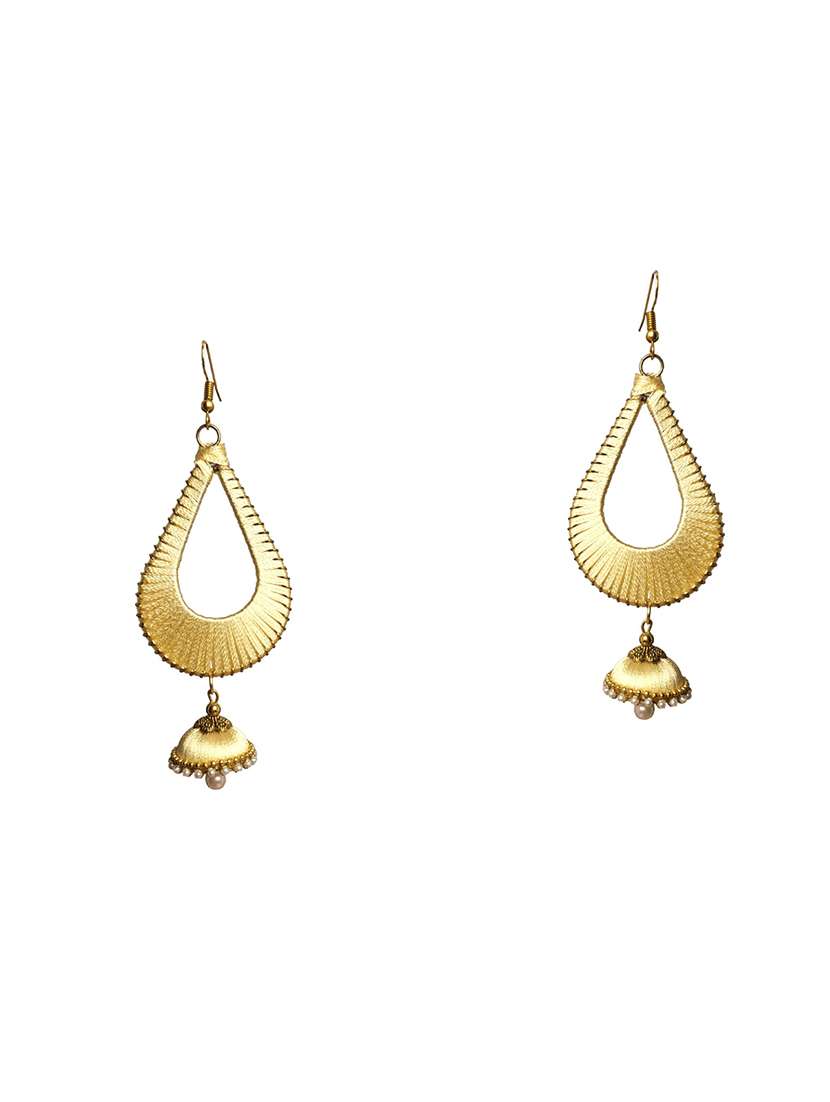 beige cotton chandballi earring