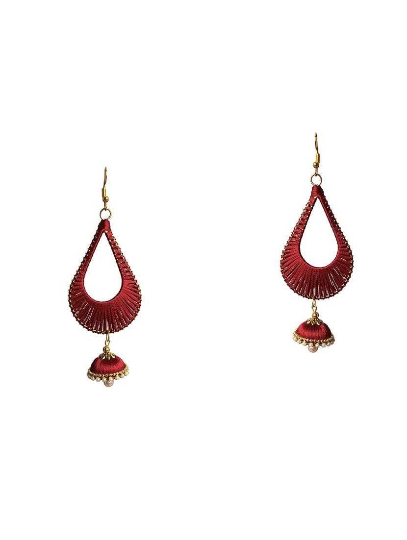red cotton chandballi earring