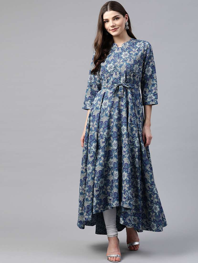 Blue Printed Anarkali Kurta