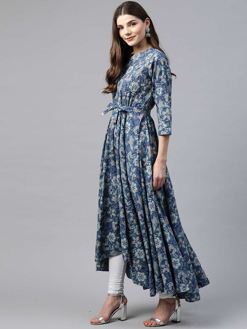 Blue Printed Anarkali Kurta