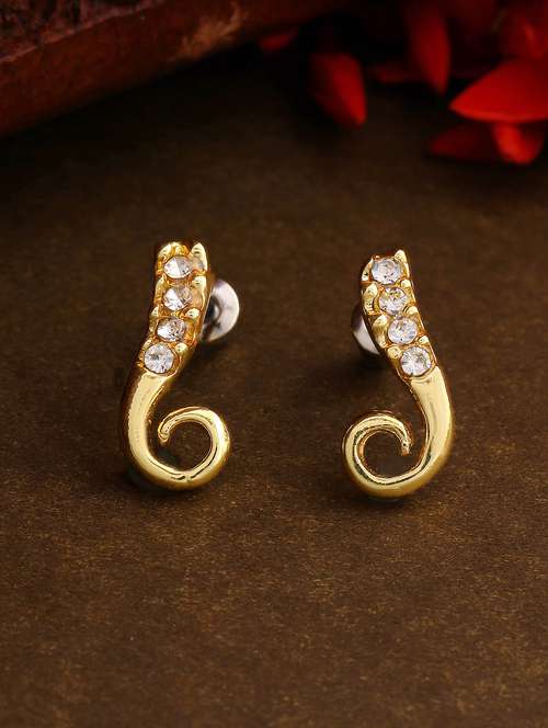 gold metal studs earring - 17595861 -  Standard Image - 0