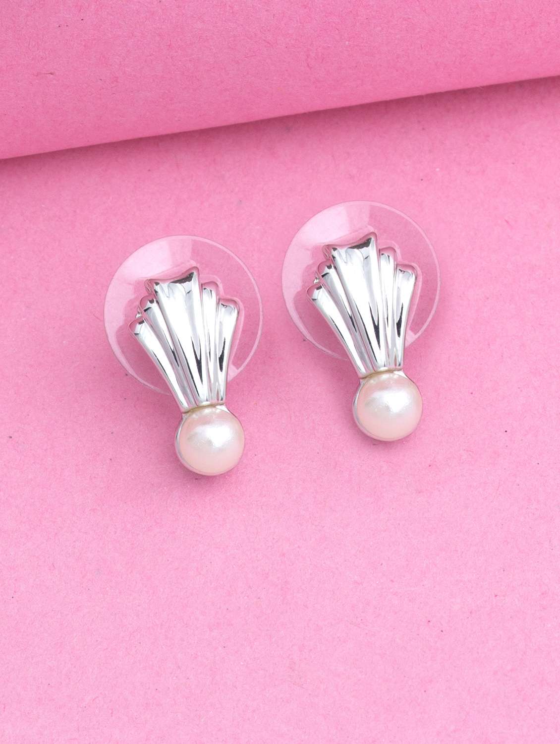white metal studs earring