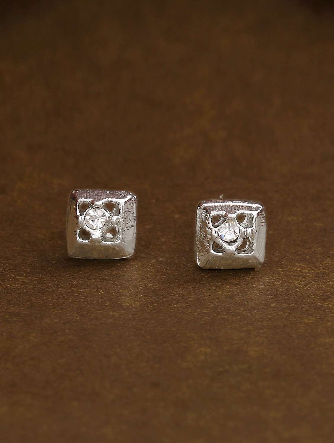 white metal studs earring