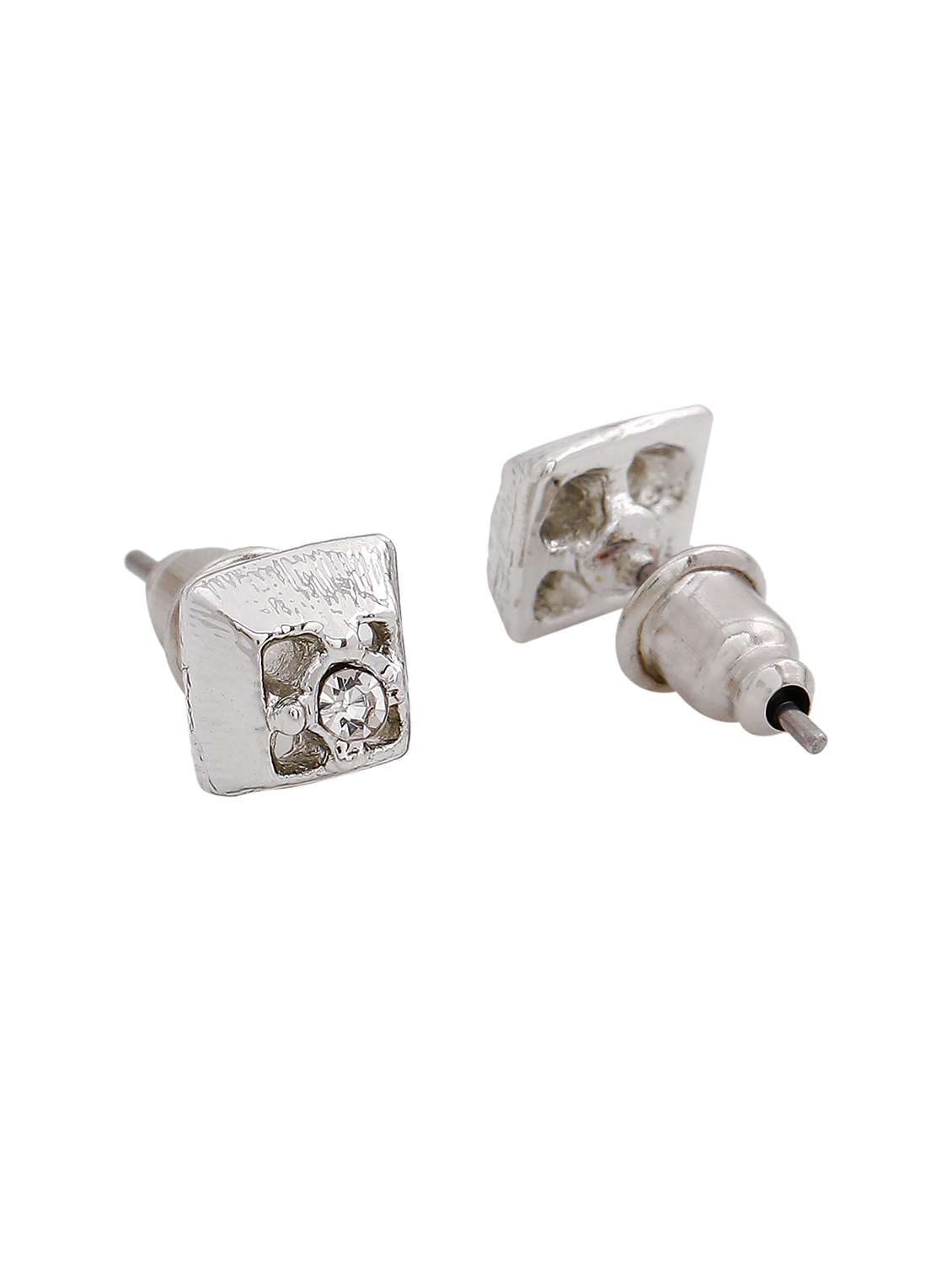 white metal studs earring - 17595888 -  Standard Image - 3