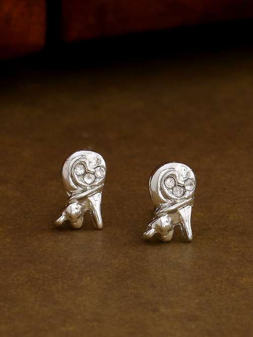 white metal studs earring - 17595889 - Standard Image - 0