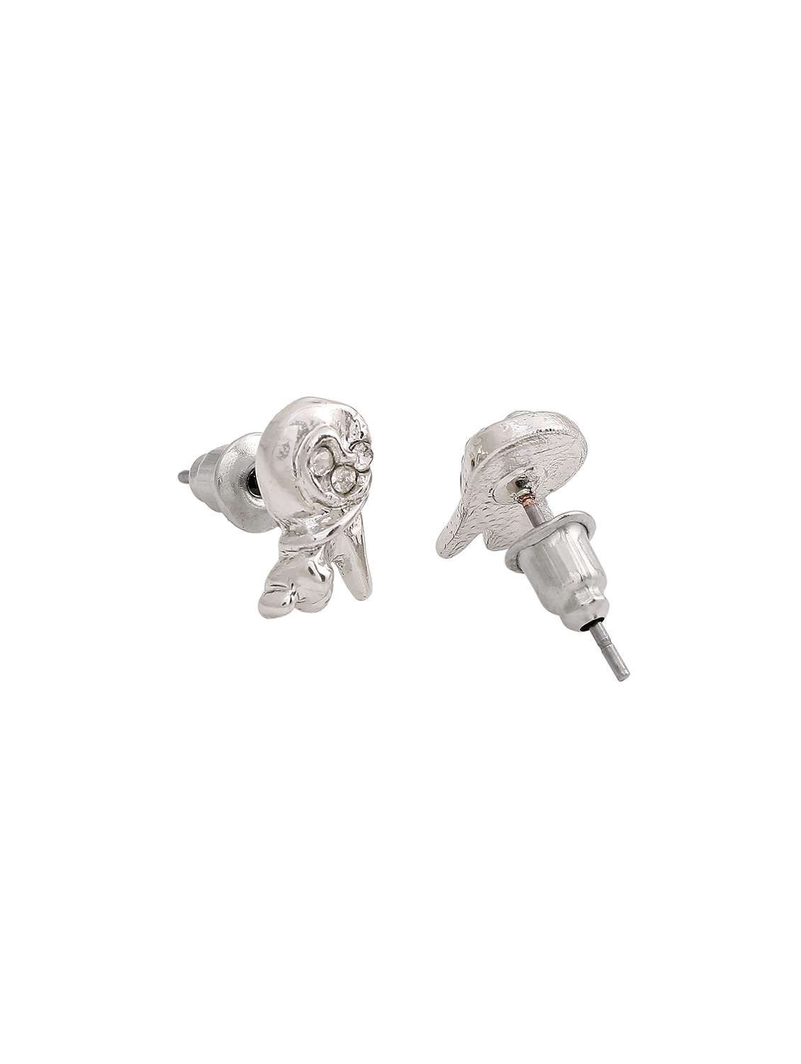 white metal studs earring - 17595889 - Standard Image - 3