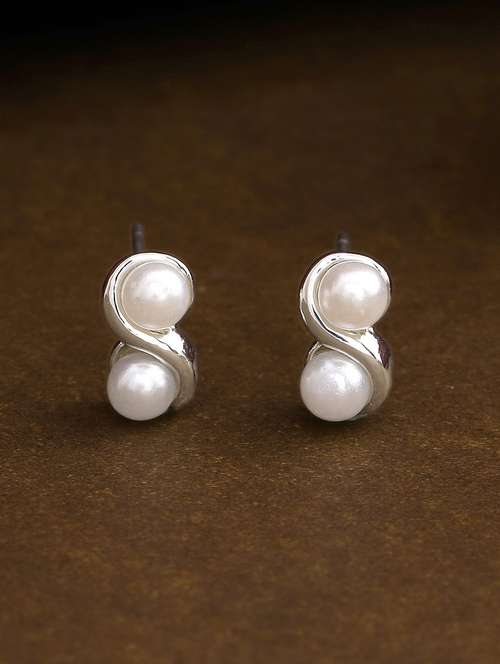 white metal studs earring - 17595891 -  Standard Image - 0