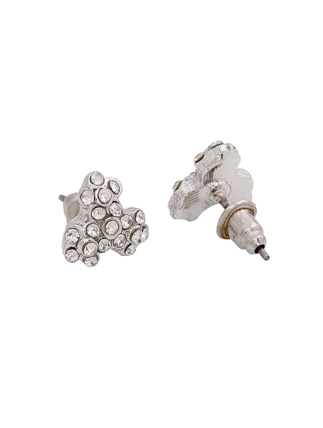 white metal studs earring - 17595896 -  Standard Image - 3