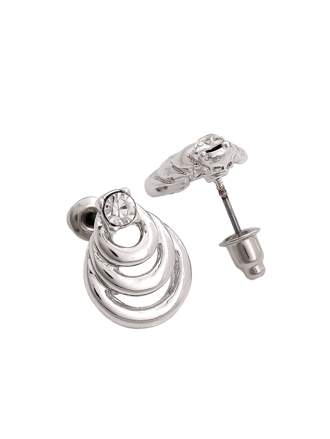 white metal studs earring - 17595900 -  Standard Image - 3