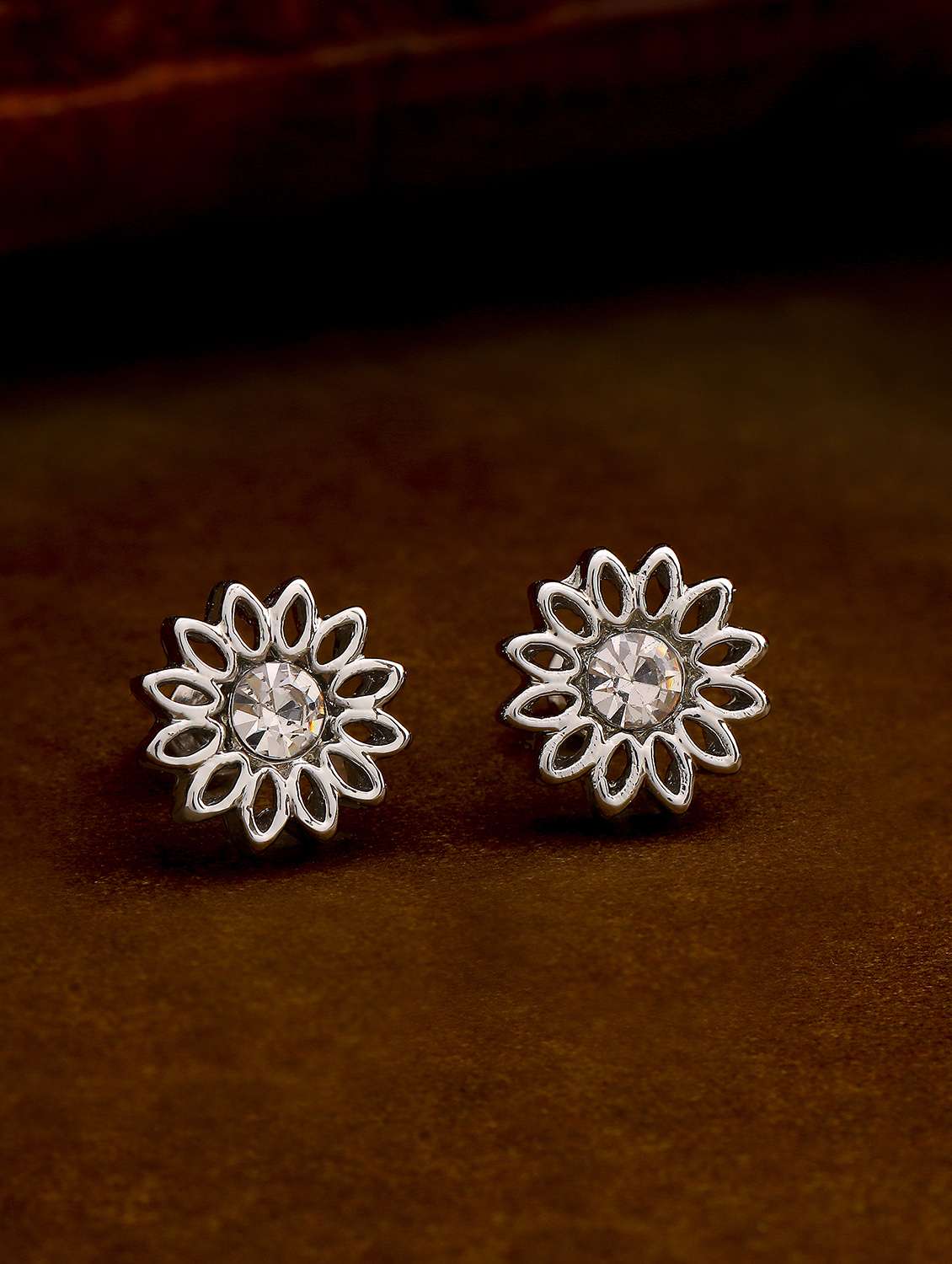 white metal studs earring