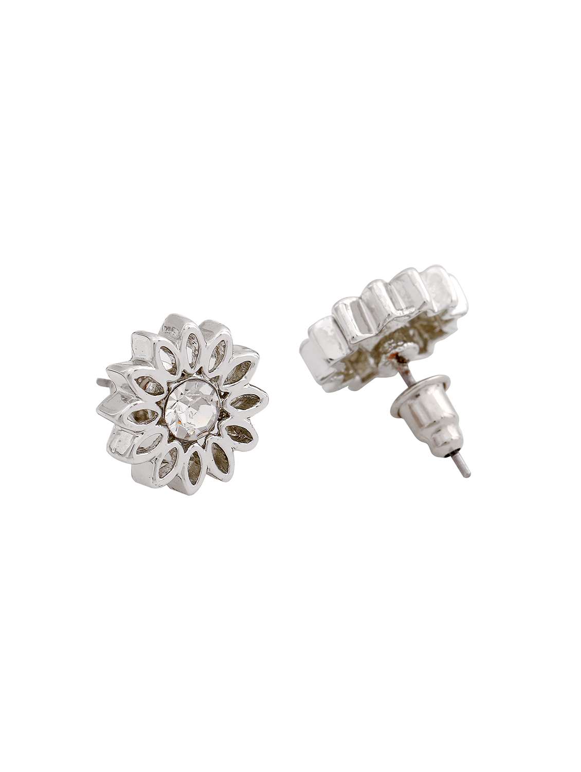 white metal studs earring - 17595906 - Standard Image - 3