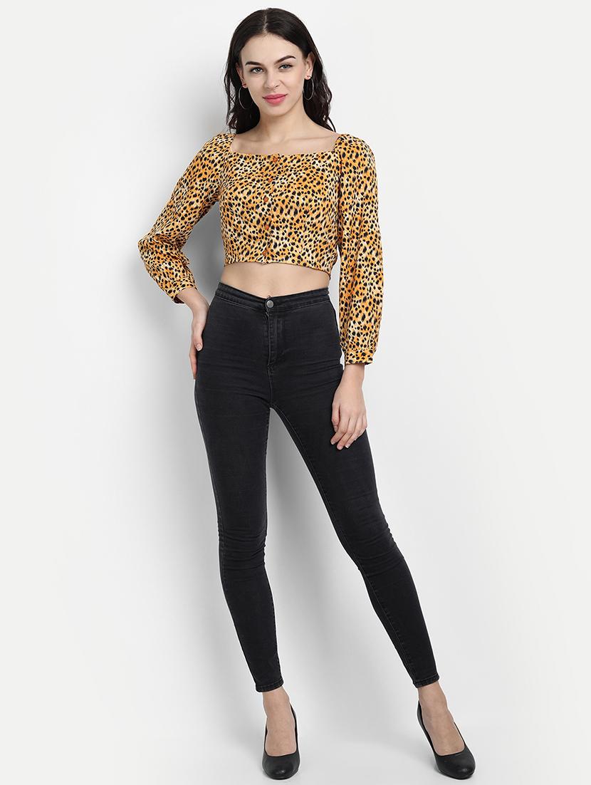 women's crop square neck top - 17596180 - Standard Image - 3