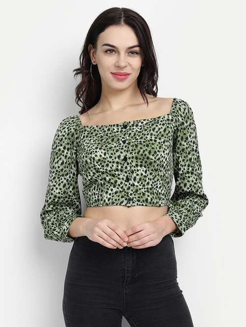 women's crop square neck top - 17596181 - Standard Image - 0