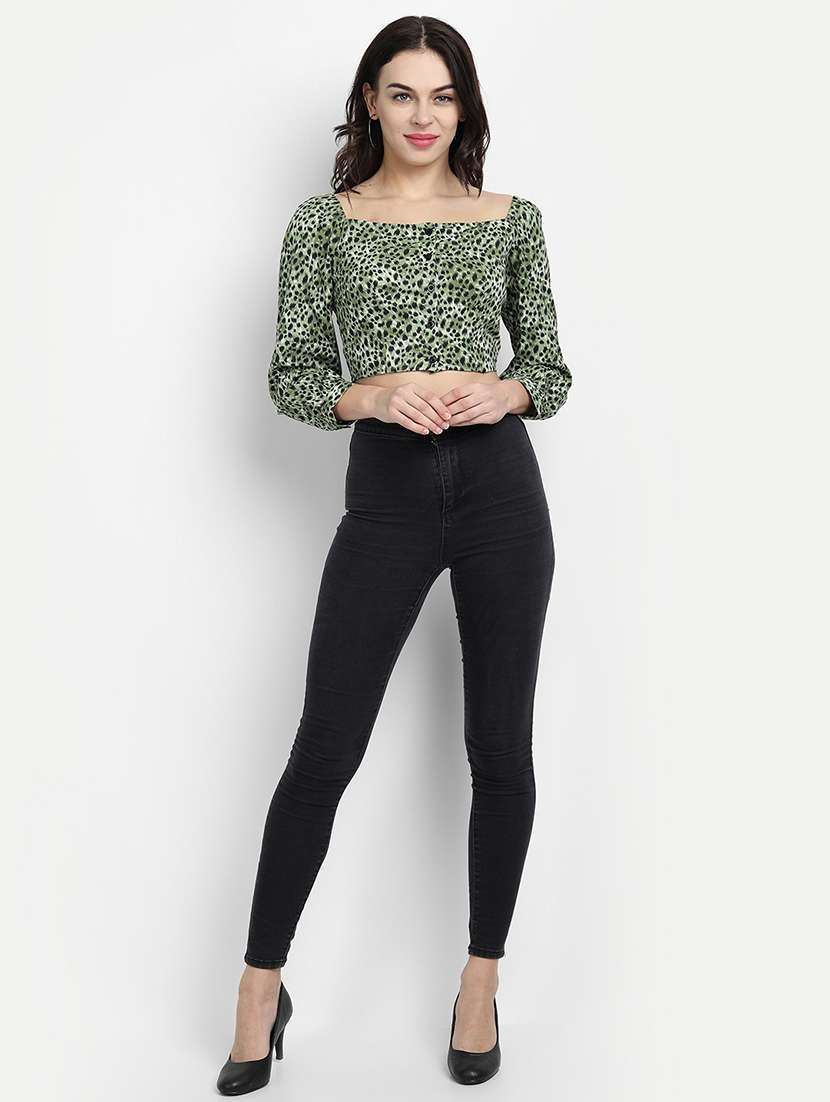 women's crop square neck top - 17596181 - Standard Image - 3