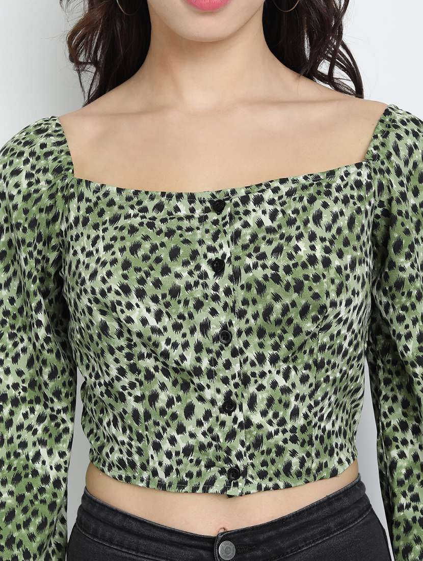 women's crop square neck top - 17596181 - Standard Image - 5