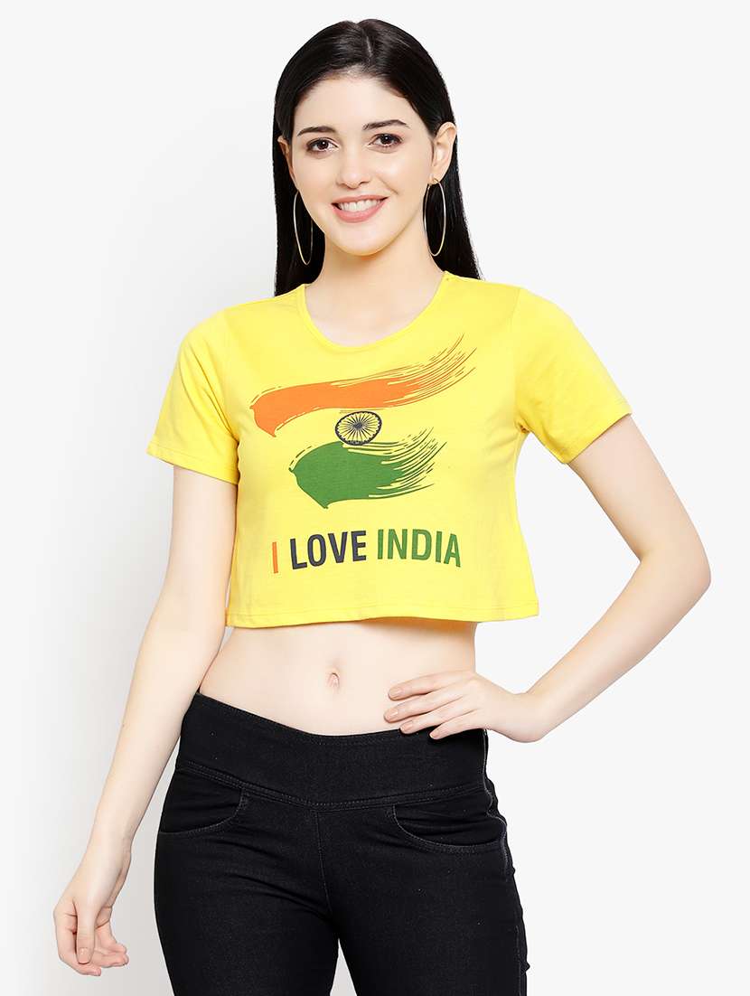 women's front print round neck t-shirt