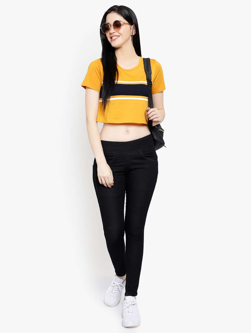 women's crop round neck t-shirt - 17596219 -  Standard Image - 5