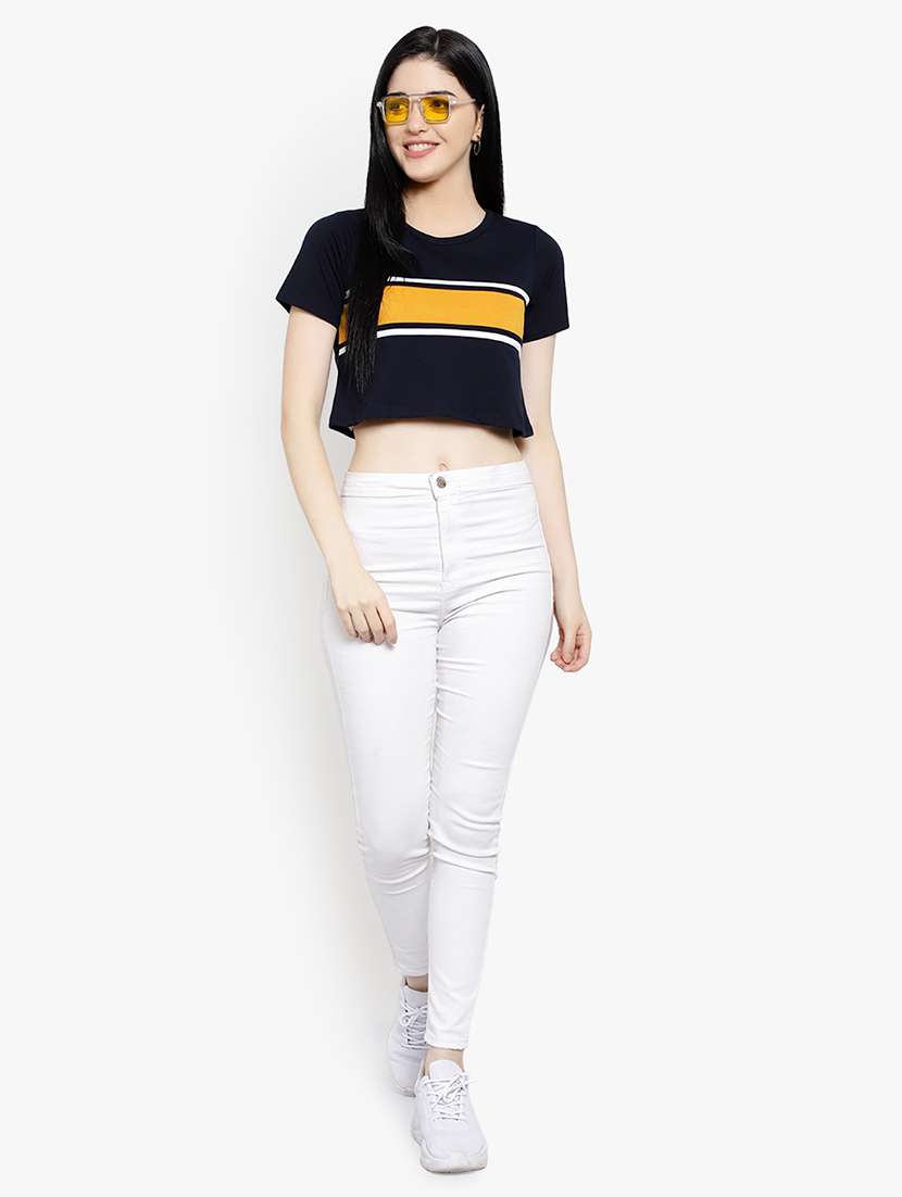 women's crop round neck t-shirt - 17596220 -  Standard Image - 5