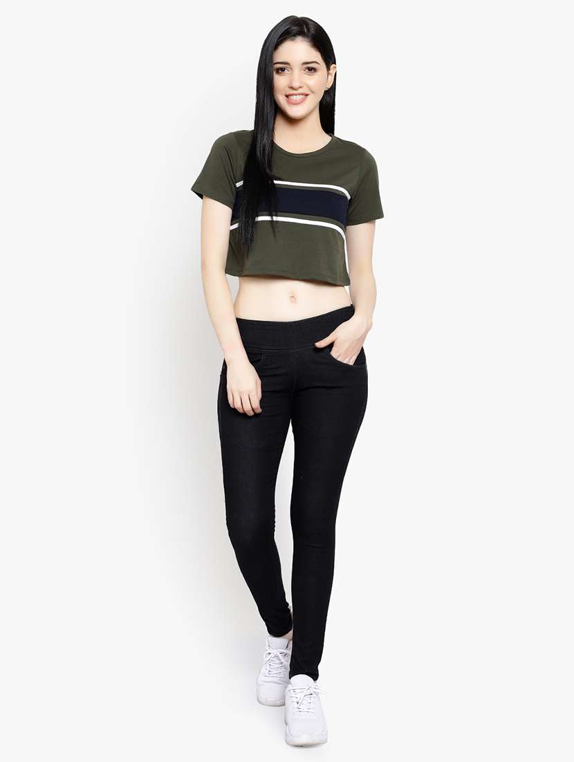 women's crop round neck t-shirt - 17596221 -  Standard Image - 5