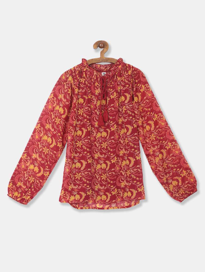 red polyester regular top