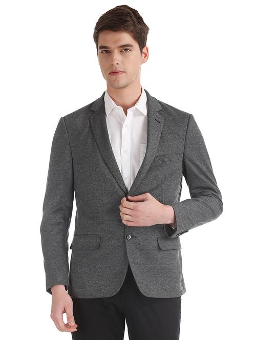 grey self design single breasted formal blazer - 17597847 - Standard Image - 0
