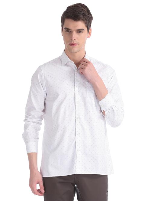 mens micro print casual shirt - 17598001 - Standard Image - 0