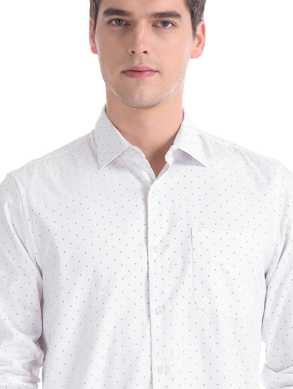 mens micro print casual shirt - 17598001 - Standard Image - 5