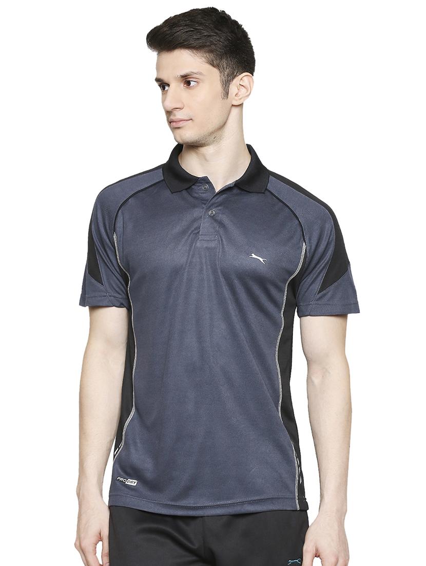 grey color block polo t-shirt - 17599536 - Zoom Image - 0