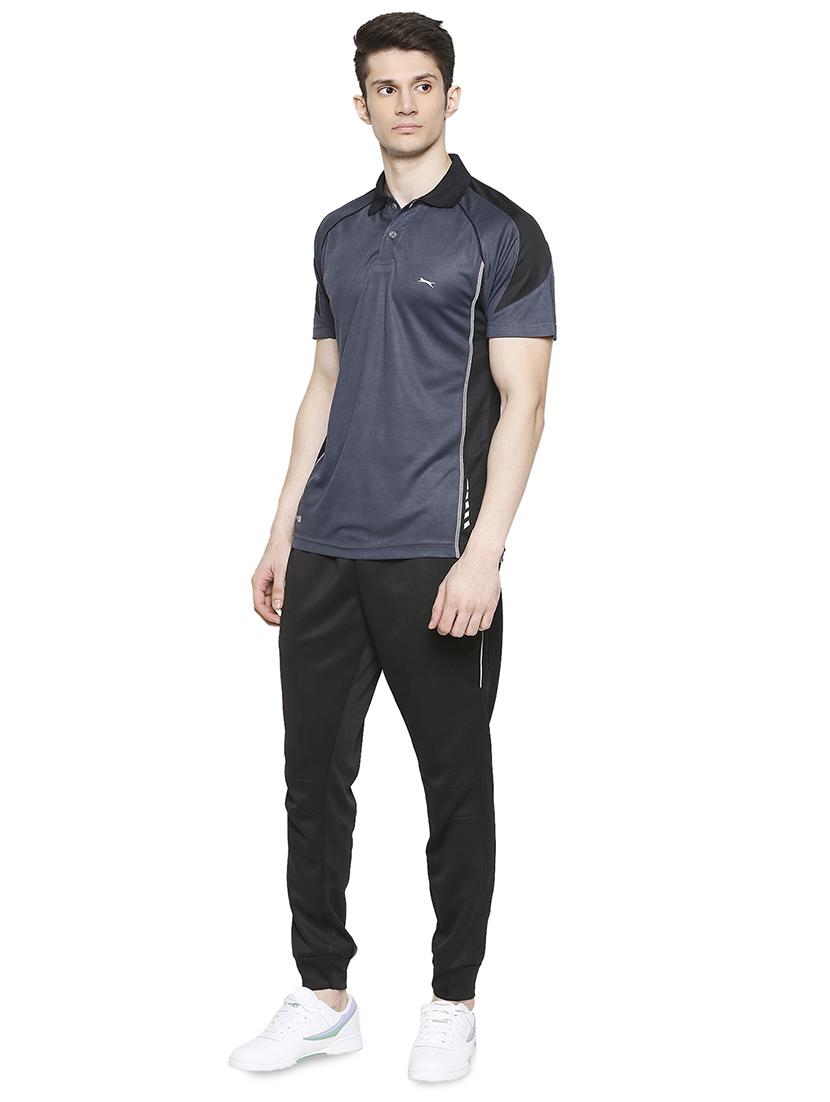 grey color block polo t-shirt - 17599536 - Standard Image - 3