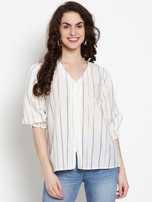 v-neck striped top  - 17599923 -  Standard Image - 0