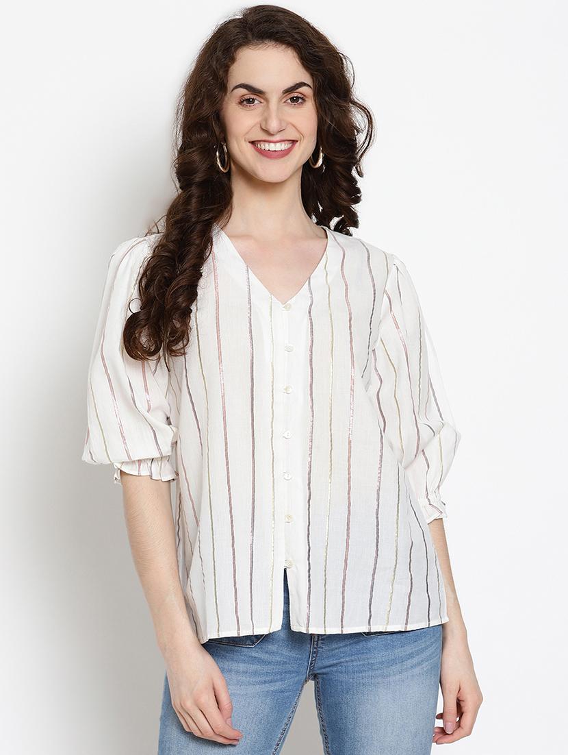 v-neck striped top  - 17599923 -  Zoom Image - 0