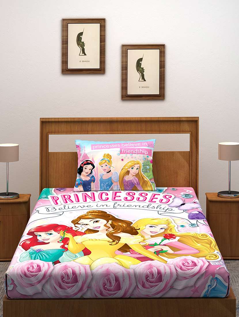 disney athom trendz princess cotton bedsheet single 147 x 223 cm