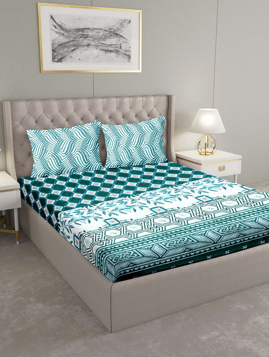 blueberry double bedsheet set super king size 180 tc cotton yellow colour