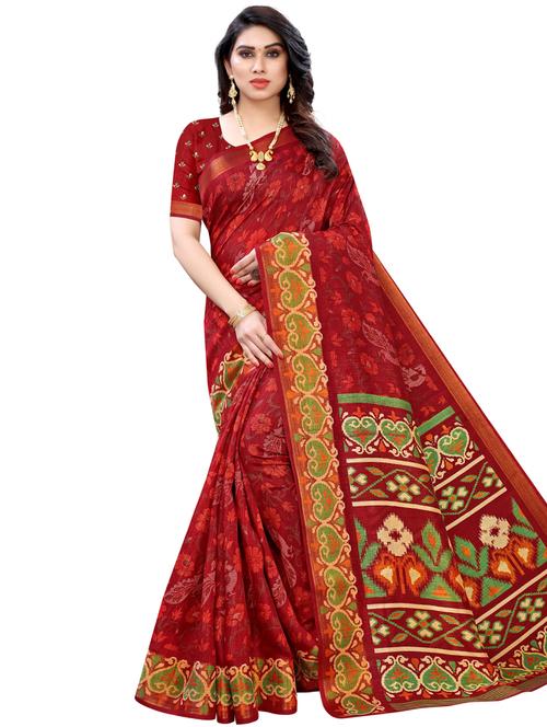 floral printed saree with blouse - 17601277 -  Standard Image - 0