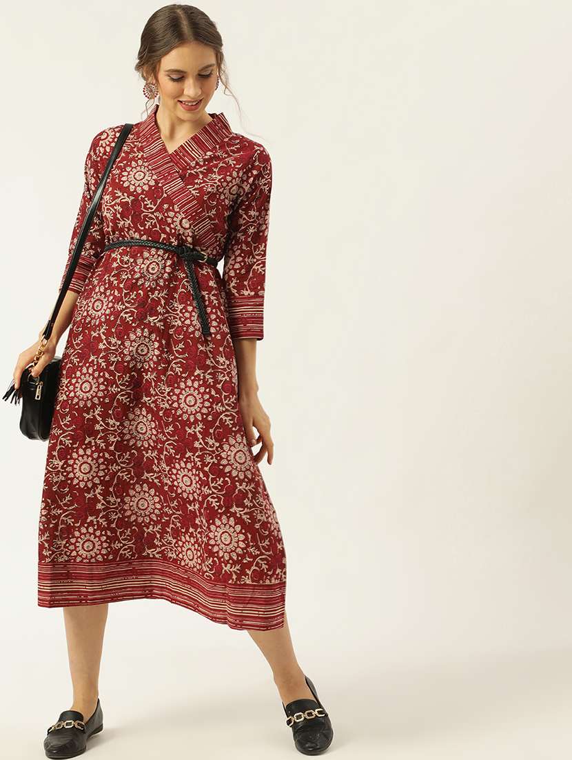 overlap neck a-line dress 