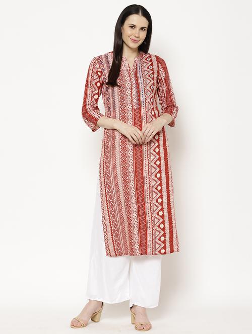 printed straight kurta - 17603017 -  Standard Image - 0