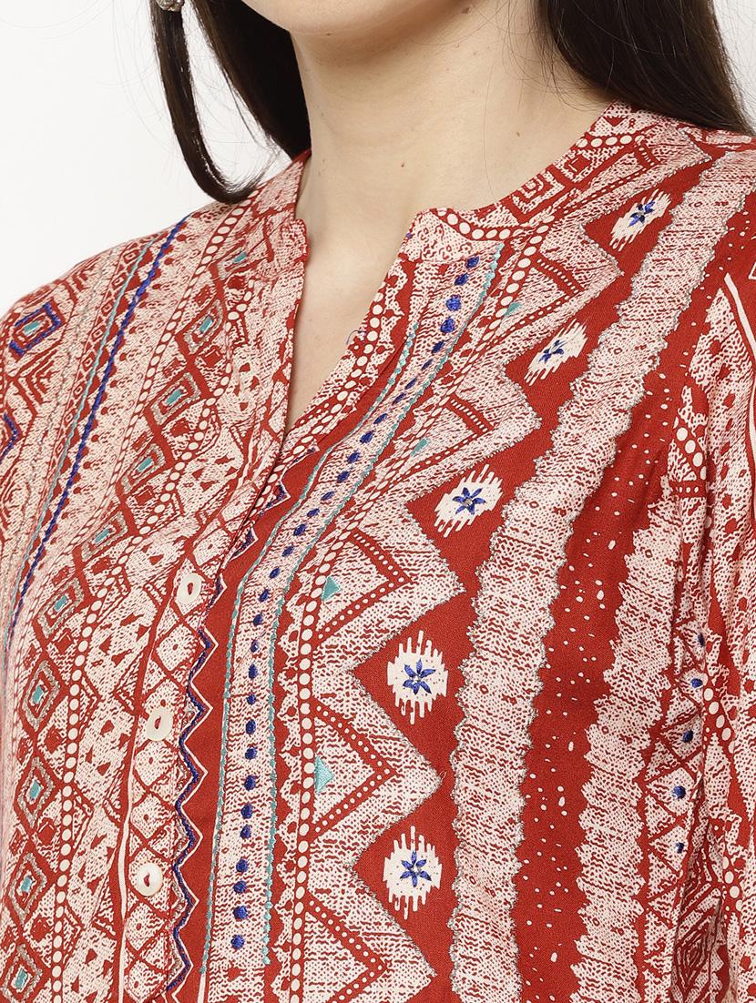 printed straight kurta - 17603017 - Standard Image - 3