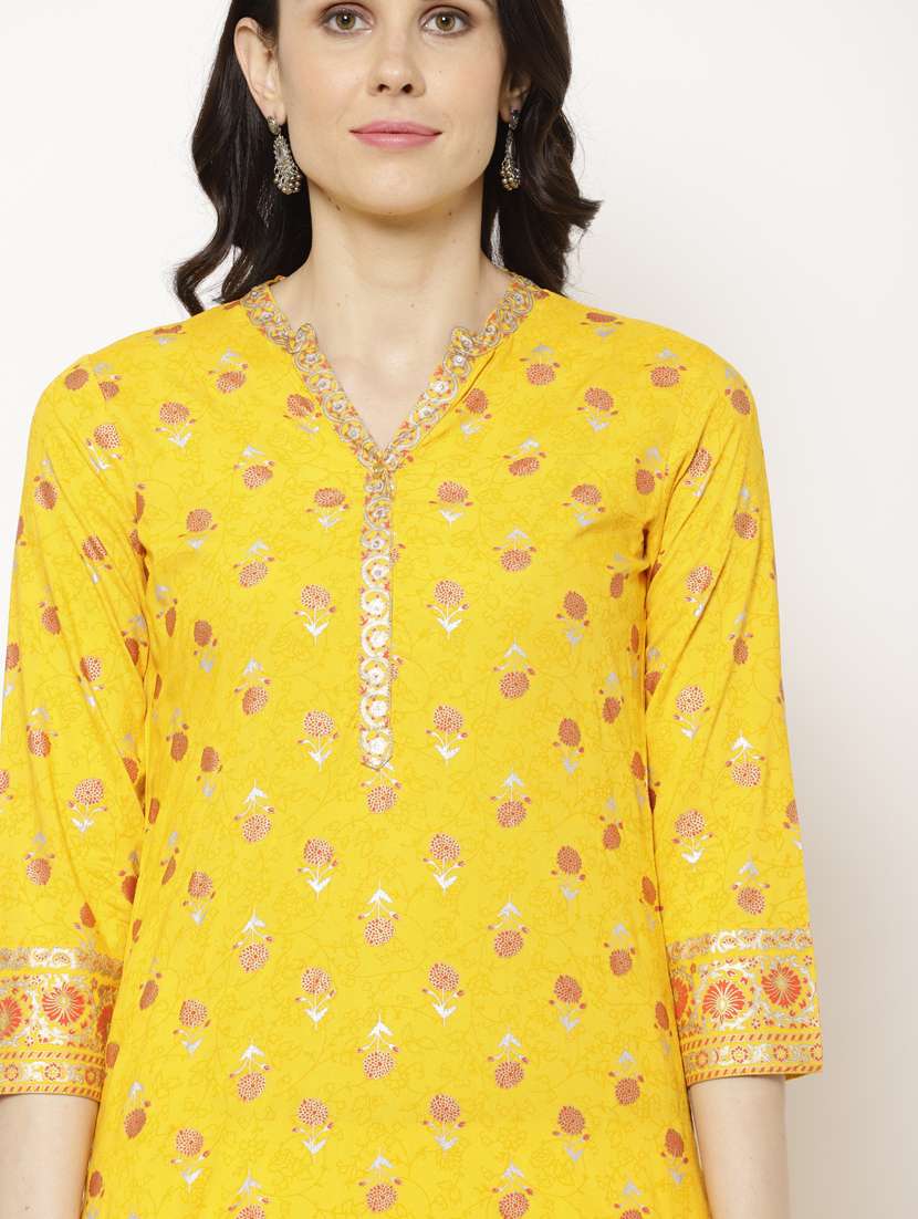 printed straight kurta - 17603021 -  Standard Image - 3
