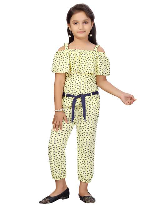 yellow cotton blend full length jumpsuit - 17603390 - Standard Image - 0