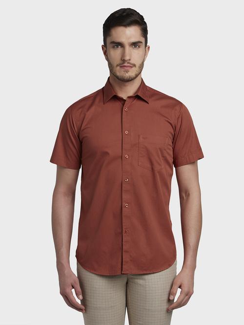 brown solid casual shirt - 17606063 - Standard Image - 0
