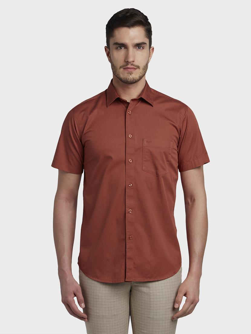 brown solid casual shirt - 17606063 - Zoom Image - 0