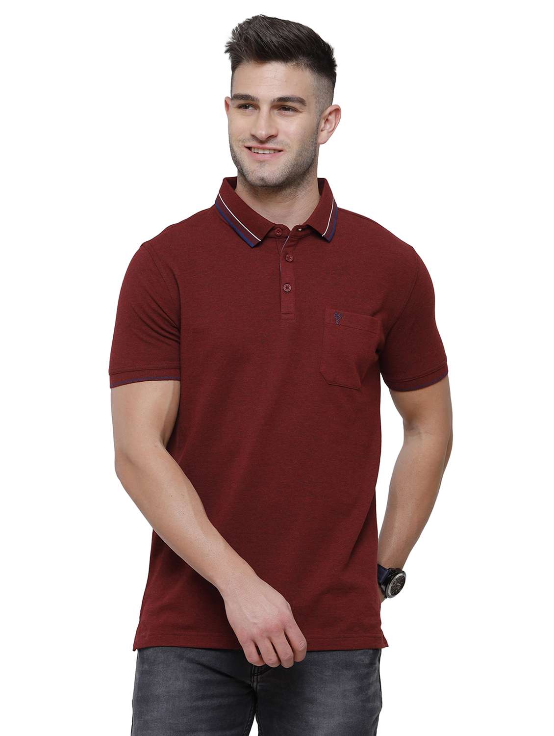 maroon solid polo t-shirt