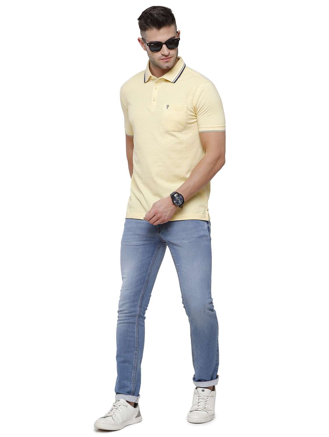 yellow solid polo t-shirt - 17607691 -  Standard Image - 3