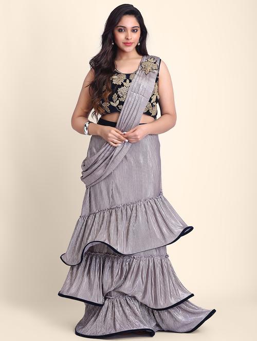 solid draped saree  - 17607773 -  Standard Image - 0