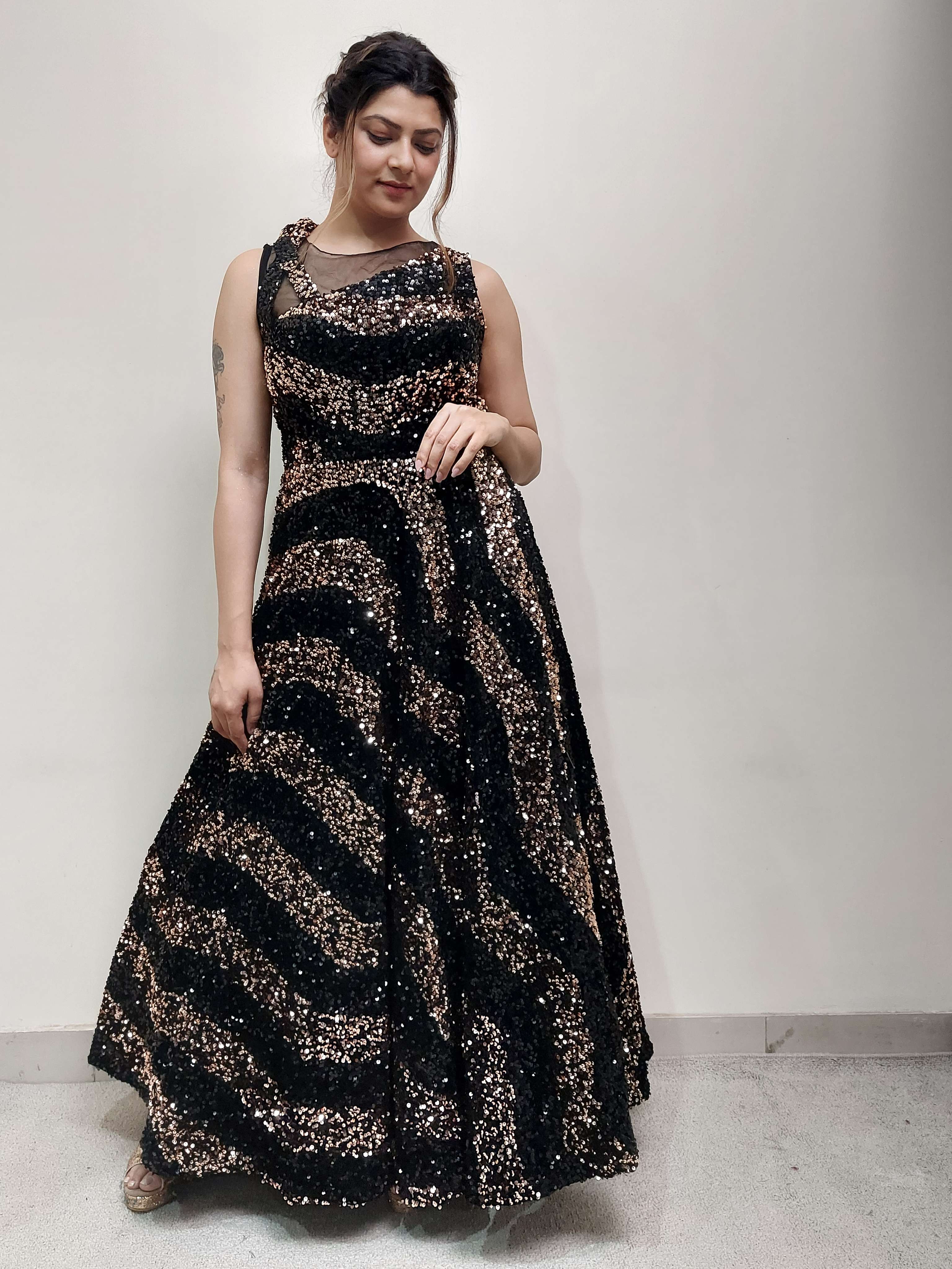 Buy online Black Party Wear Gown from ethnic wear for Women by - Main Image